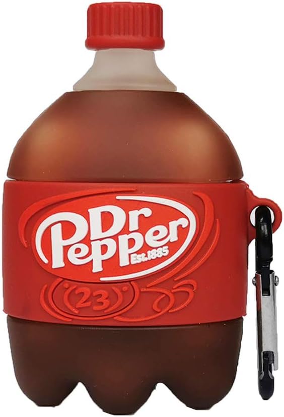 Soft Silicone Case with Keychain for Apple AirPod 1 2 3 Pro Drink Design 3D Cartoon Cool Creative Unique Cute Fashion Unisex Kids Boys Girls (Pepper