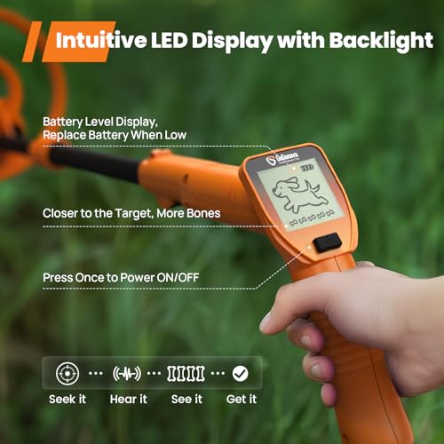 GoGonova Metal Detector, Adjustable 27.5” - 37.8” Metal Detector for Kids with LED Display, Lightweight Kids Metal Detector Kit with 6.8” Waterproof Search Coil, Gift for Boys & Girls, Orange