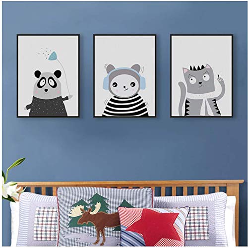 Impression sur toile moderne animaux panda renard ours pour décoration murale salon 50x70 cm