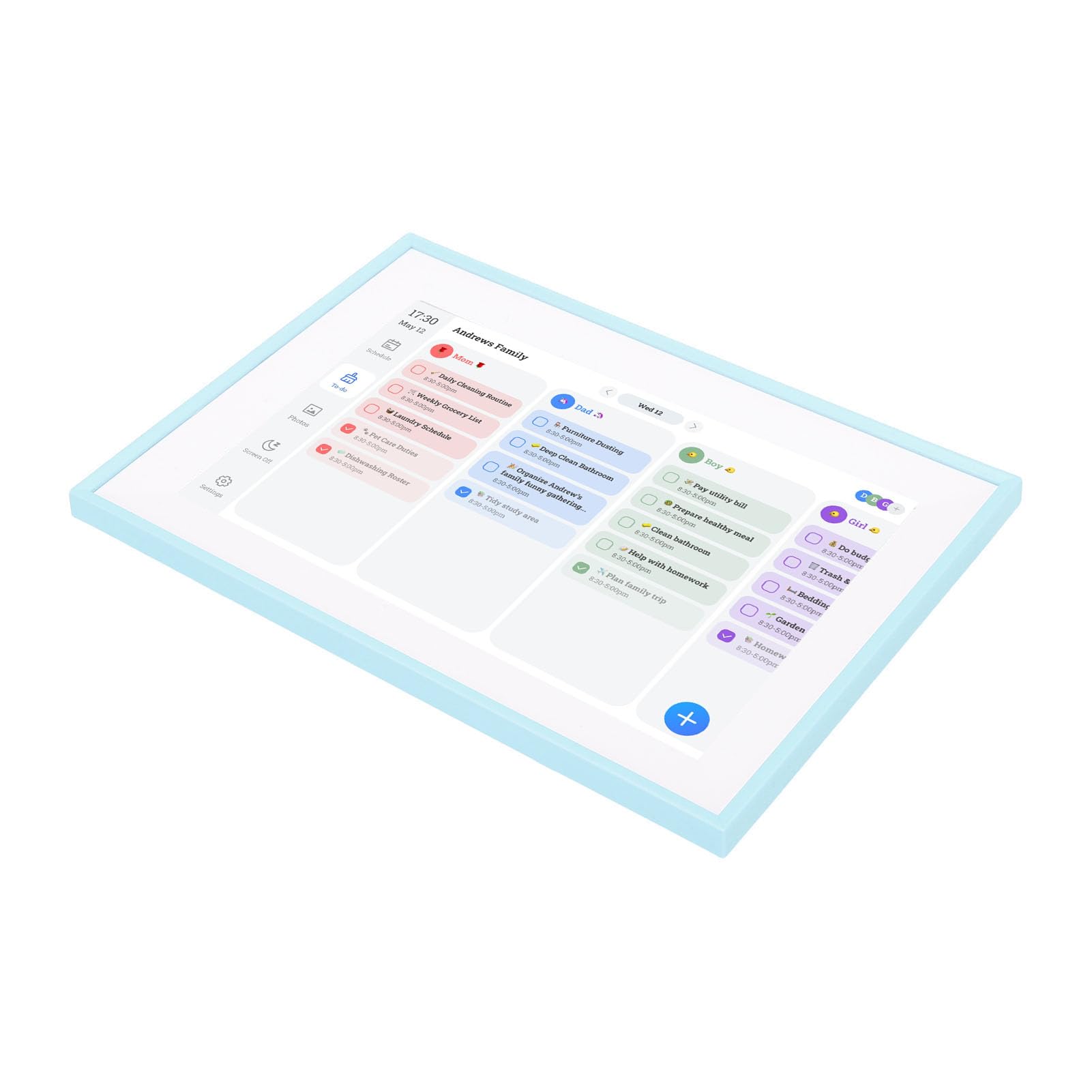 Fabater Calendario Digitale, Supporto per App Touchscreen HD da 10,1 Pollici Calendario Familiare, Pianificatore Digitale con Cornice per Foto Programmatore dei Pasti per l'organizzazione della Casa