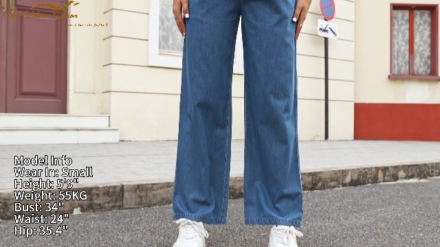 Love Welove Fashion Jeans for Women Wide Leg High Waisted Elastic