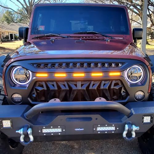 Image of Grill Compatible with The Following Models:Jeep Wrangler JK JUK 2007 2008 2009 2010 2011 2012 2013 2014 2015 2016 2017 2018 JK JUK Shark Grille