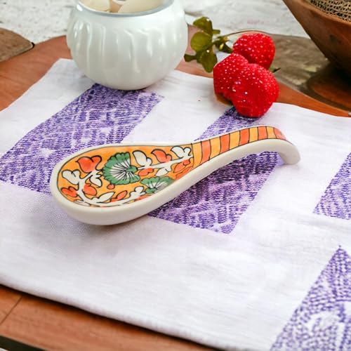 Image of Malaikah Ceramic Spoon Rest Orange Pack of 4 for Home, Kitchen, Dining, Kitchen Decor & Gifting