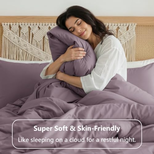 Image of HIMEET Full Size Comforter Sets, 3 Pieces with 2 Pillowcases, Dusty Purple
