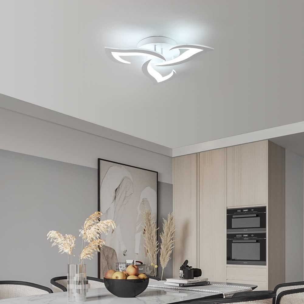 Plafonnier Led Moderne, 36W Blanc Créatif Pétales Design | 6500K Blanc Froid Luminaire Plafonnier, Lampe de Plafond en Acrylique pour Chambre, Salon, Salle à Manger, Cuisine, Couloir