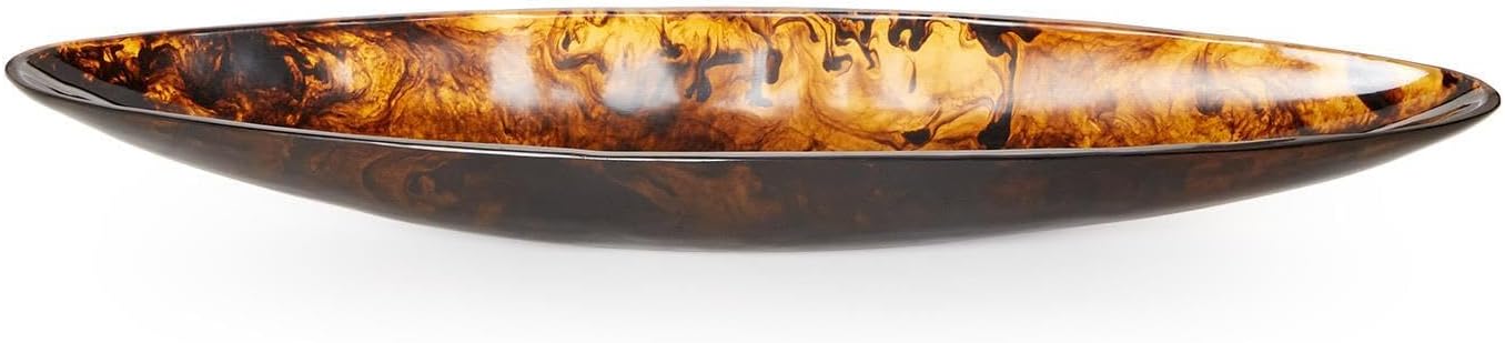Two's Company Archipelago Tortoise Marbleized Ellipse Shaped Bowl, 30-inches Width, Brown