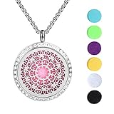 Meilanty Aromatherapie Kette Damen Halskette 60cm Diffusor Aromatherapie mit 7 Waschbare Pads YZ-D01