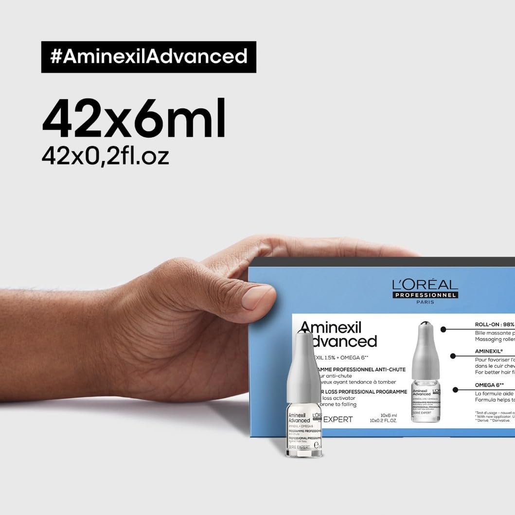 L'Oréal Professionnel Kräftigende Haarkur gegen Haarausfall, Für volleres Haar, Aminexil Advanced Anti-Hair Loss Activator Treatment, 42x6 ml