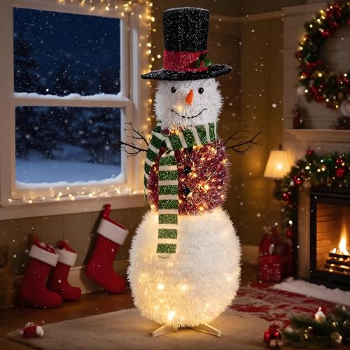 Künstlicher Schneemann, 120 cm, verträumter Weihnachtsschneemann mit...