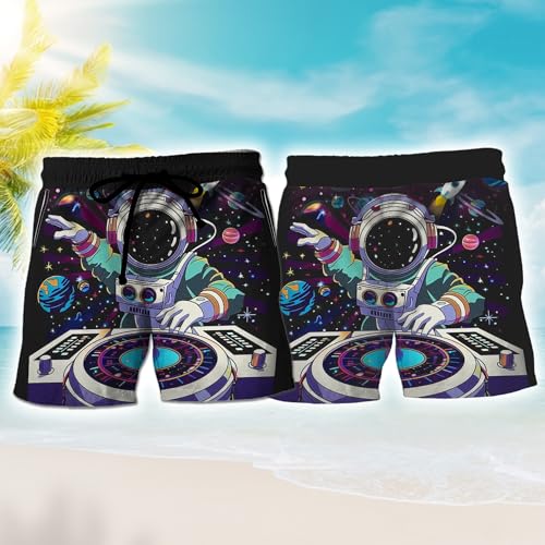 Astronaut Lovers Men's Swim Trunks - Cosmonaut Mens Swim Trunks with Mesh Lining Swimwear Bathing Suits Set 493