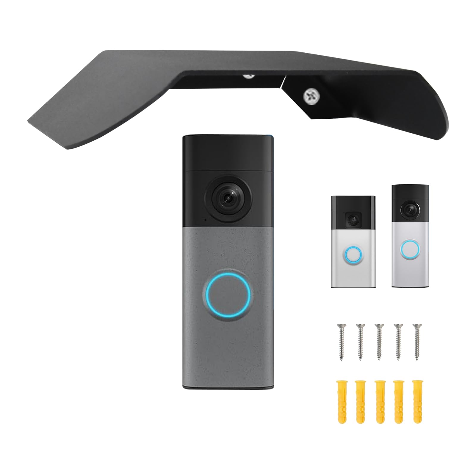 Stainless Steel Doorbell Cover Compatible with Ring Battery Doorbell/Plus/Pro Video Doorbell, Rain Sun Cover Hood Weatherproof Shield Glare Protector, Outdoor Doorbell Accessories Black-image-38