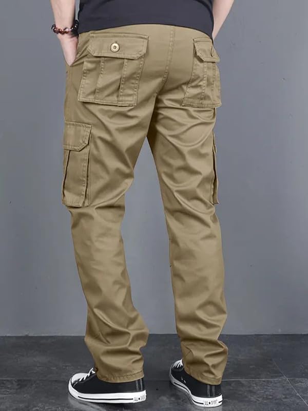 Image of Men's Casual Cargo Pants | Regular Fit Multi-Pocket Trousers-
