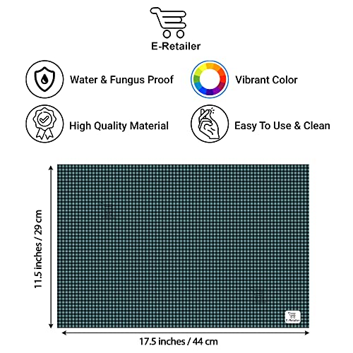 Image of Multipurpose Waterproof PVC Refrigerator /Fridge Drawer Mats Washable Non-Slip Shelf Liners for Kitchen Set of 4 Pcs (Black Check, 17.5x11.5 Inch)