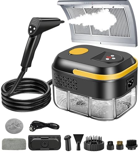 KingSom Limpiador a vapor,6 Velocidades Vaporeta Limpieza de Mano,vaporeta limpieza hogar potente 2500W,1400ML Limpiador vapor portátil,limpiador de vapor multiusos con 10 accesorios para Cocina,sofá