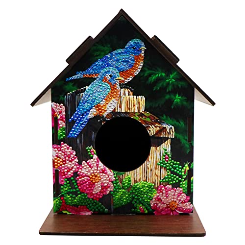 Diamond Painting Bird House,Bird Houses For Outside Hanging,Wooden Bird House,Bird Hut,Patio&Garden Décor For Wild Birds,Hummingbird,Parrot,Birdhouses,Resting Place For Birds,Gift For Bird Lovers Pink #TOP19
