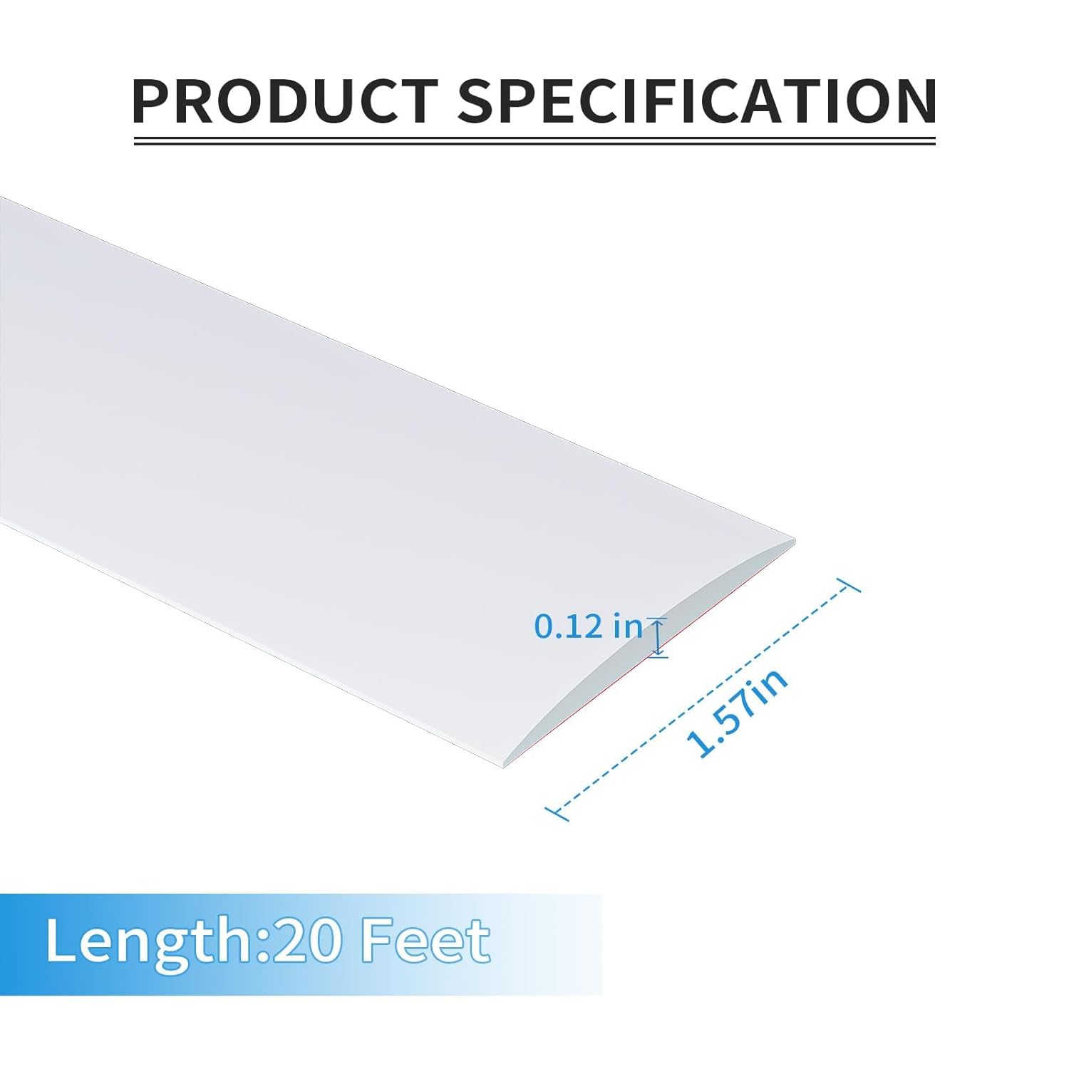 Floor Transition Strip - Self Adhesive Vinyl Flooring Trim for Carpet, Tile & Gaps, Threshold Cover Molding (20ft x 1.57in, White)