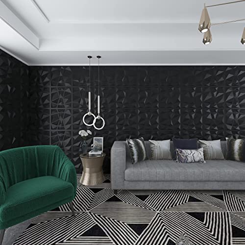 Image of LUHI 3D Paneling Textured 3D Wall Design, Black Diamond, 19.7 inch x 19.7 inch (11 Pack)