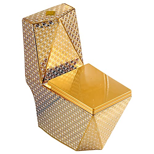 Inodoro CUTPOIY Largo Oro Comfort Height Monobloque Alargado Doble Descarga Cerámico Inteligente para Hotel (B305 675X340X820Mm)