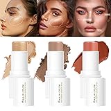 LSxia 3 Pack Makeup Sticks Kit - Bronzer Shading Contour Stick & Highlighter Stick & Cream Blush...