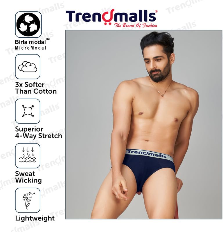 Image of TRENDMALLS Men's Birla Micromodal Regular Fit Solid Men Underwear Briefs with No Marks Waistband