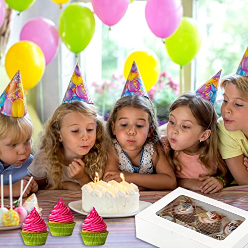 Cisolen 15 Pieces Cupcake Boxes Cupcake Muffin Boxes with Window Insert Patisserie Boxes Box Cardboard Cake Boxes with Large Viewing Window 6 Holes - Image 4