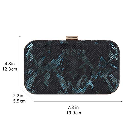 Fawziya Formal Purse Snakeskin Clutch Evening Bag For Women Glitter-Peacock Blue
