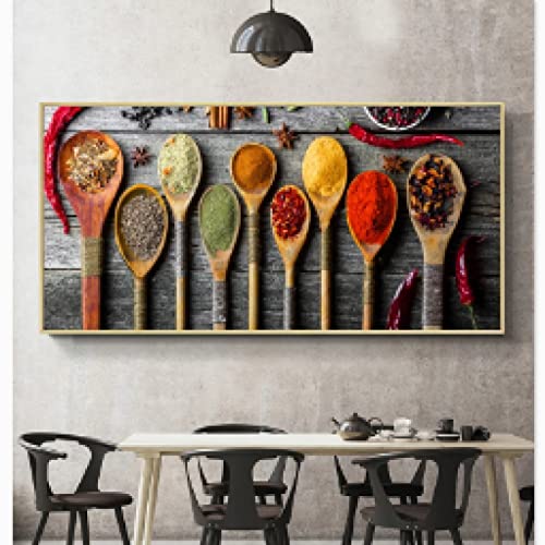 Affiche scandinave épices et cuillère pour décoration murale de salle à manger moderne