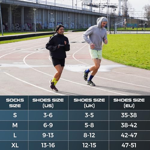 Image of Compression Running Socks 3 Pairs, Cushion Crew Socks, Anti-Blister Moisture Wicking Athletic Hiking Basketball Socks