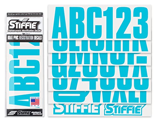 Image of STIFFIE Uniline Sky Blue 3 inch Boat & PWC Registration Decals • Numbers Letters Stickers