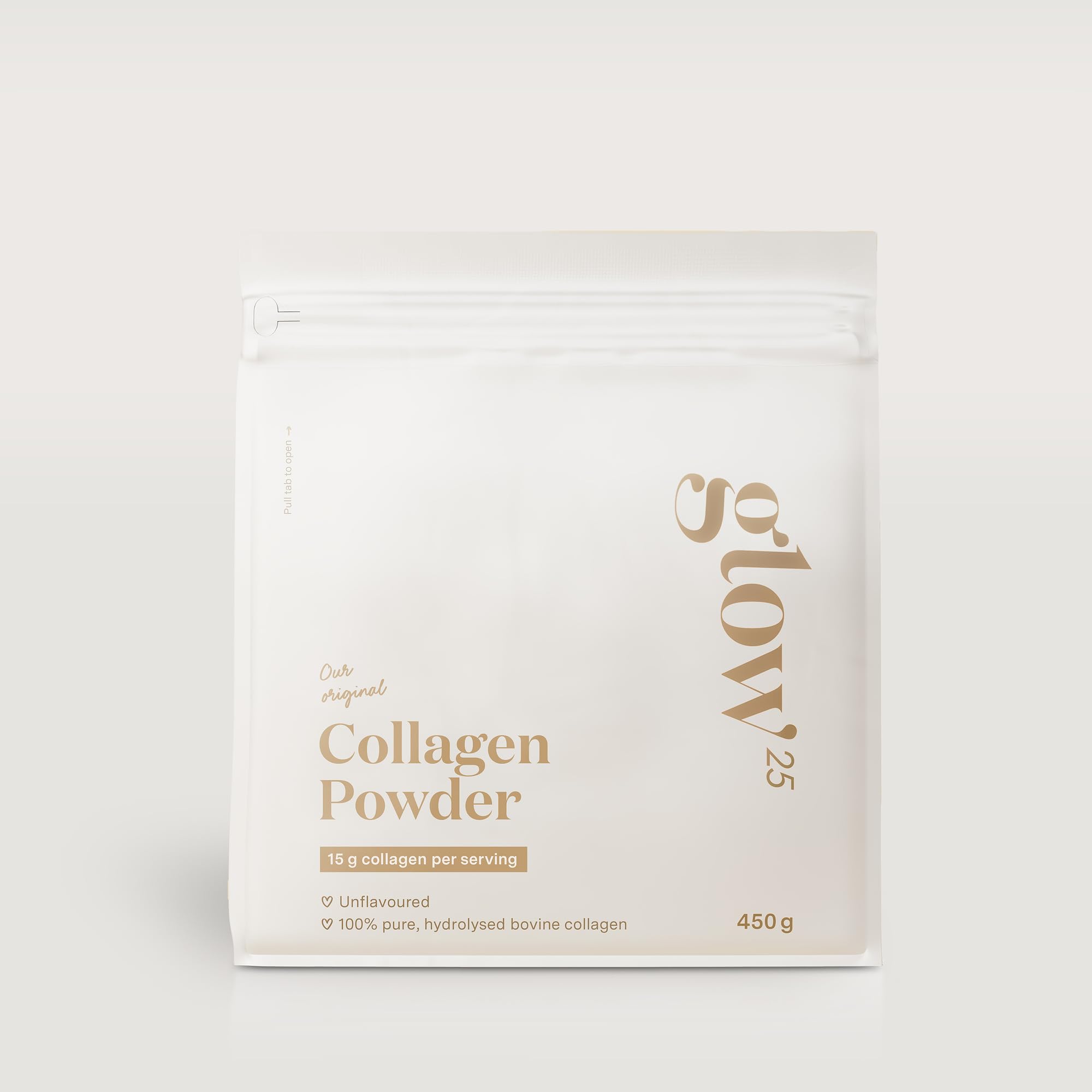 Collagene en poudre Glow25® [450g] – L'Original – Collagène premium hydrolysé pur – Peptides de type 1 et 3 – Haute Solubilité – Goût neutre – Collagène naturel – Collagen