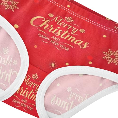 Gold Christmas Festival Red Panties for Girl Girls Underwear Toddler Cotton Artistic Briefs Kids Undies 2t4