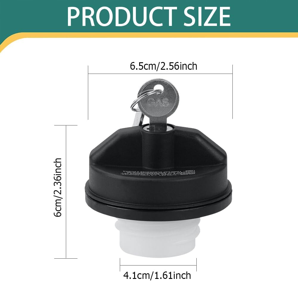 Locking Gas Cap, Automotive Replacement Fuel Tank Caps, Plastic Locking Fuel Tank Cover with 2 Keys Compatible With Chevy Honda GMC Toyota, Replaces OEM#10504, 77300-47020, 31780, 12495845