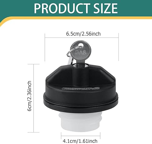 Miniatura 2 de Tapa de gas con bloqueo, tapas de depósito de combustible de repuesto para automóvil, cubierta de tanque de combustible con 2 llaves compatible con