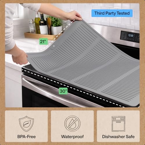 Image of GORILLA GRIP Silicone Stove Cover for Electric Stoves, 30x21 Gray