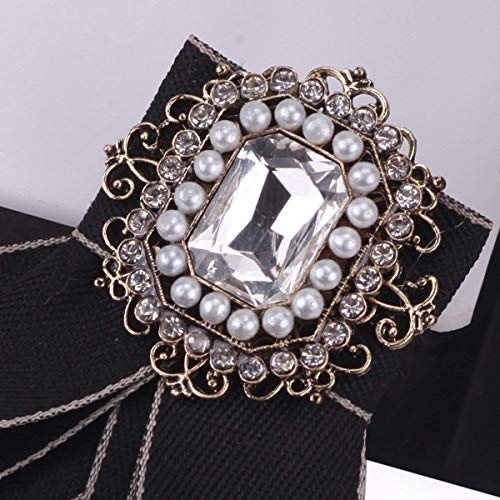Canjoyn Women Girls Pre Tied Bow Tie Rhinestone Brooch Pin Wedding Party Neck Tie thumb #3