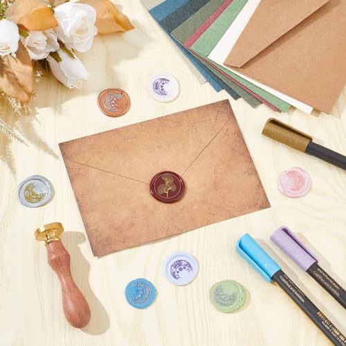CRASPIRE Ginkgo Leaf Wax Seal Stamps Sealing Wax Stamp 30mm Retro Removable Brass Head with Wooden Handle for DIY Scrapbooking Wedding Invitation Gift Wrap Envelopes Wine Packages Decoration - Image 4