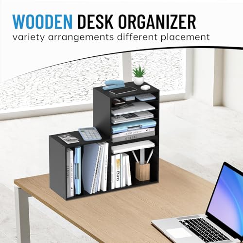 Organizador de papel de 5 niveles para escritorio y clasificador negro 3