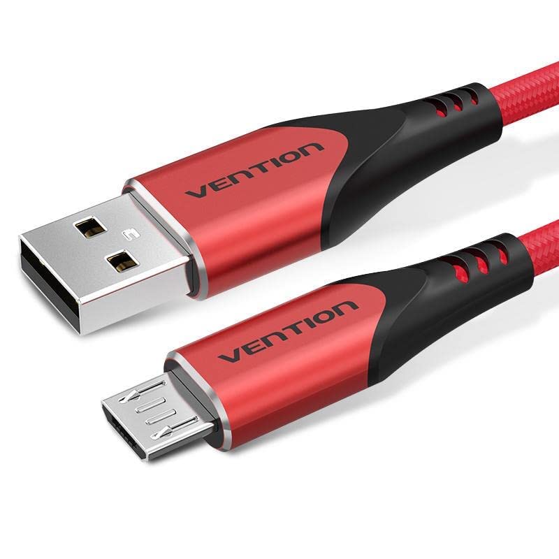 VENTION Micro USB Cable, Phone Charger Cable, 3A Nylon High Speed Data Sync for Huawei,Xiaomi,LG,Sony,Nexus,Nokia,Android Smartphones, PS4, Xbox (1m, USB 2.0 to Micro USB, Red)