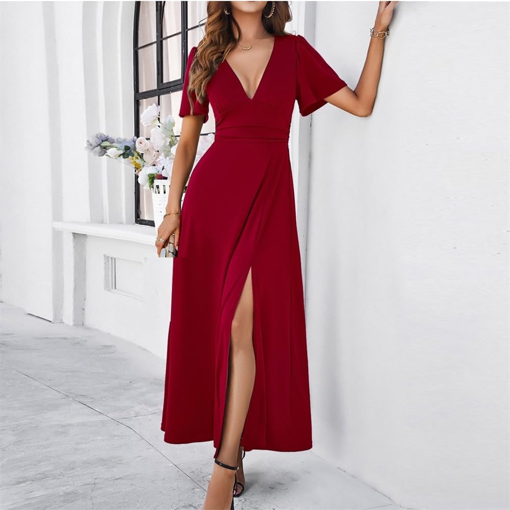 De Playa Vestido Largo Verde Oliva Con Cuello Halter Fruncido De