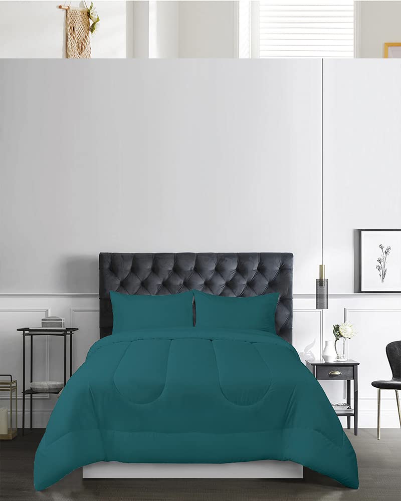AJ Home 300 TC Comforter with insert, 100% Cotton Bedding Set, Luxury Hotel comforter, Soft material, Super King 6 pcs - Green