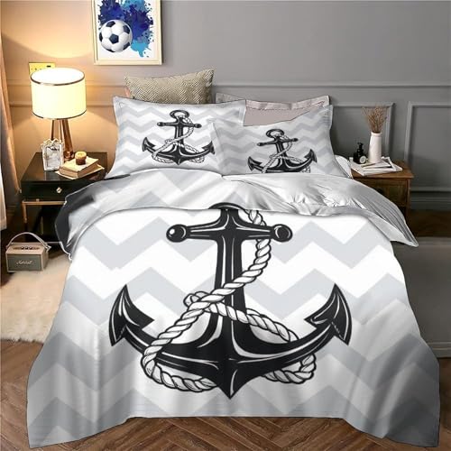 Housse de couette ancre nautique impression 3D premium douce