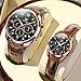 OLEVS Valentines Couple Pair Quartz Watches His and Her Couple Set Leather Chronograph Diamond Black Wrist Watch Men Women Lovers Wedding Romantic Gifts Set of 2