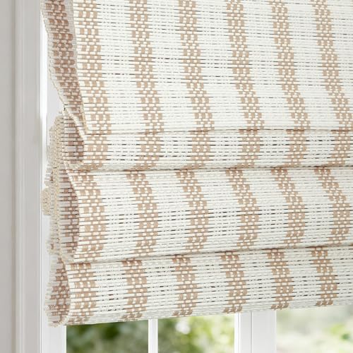 Cordless Roman Shades Bamboo Shade, Custom Bamboo Blinds for Windows, Room Darkening Window Shades...