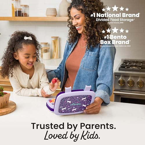 Image of Bentgo Kids Prints Leak-Proof, 5-Compartment Bento-Style Kids Lunch Box - Ideal Portion Sizes for Ages 3-7, Durable, Drop-Proof, Dishwasher Safe, & PFAS & BPA-Free Materials (Unicorn)