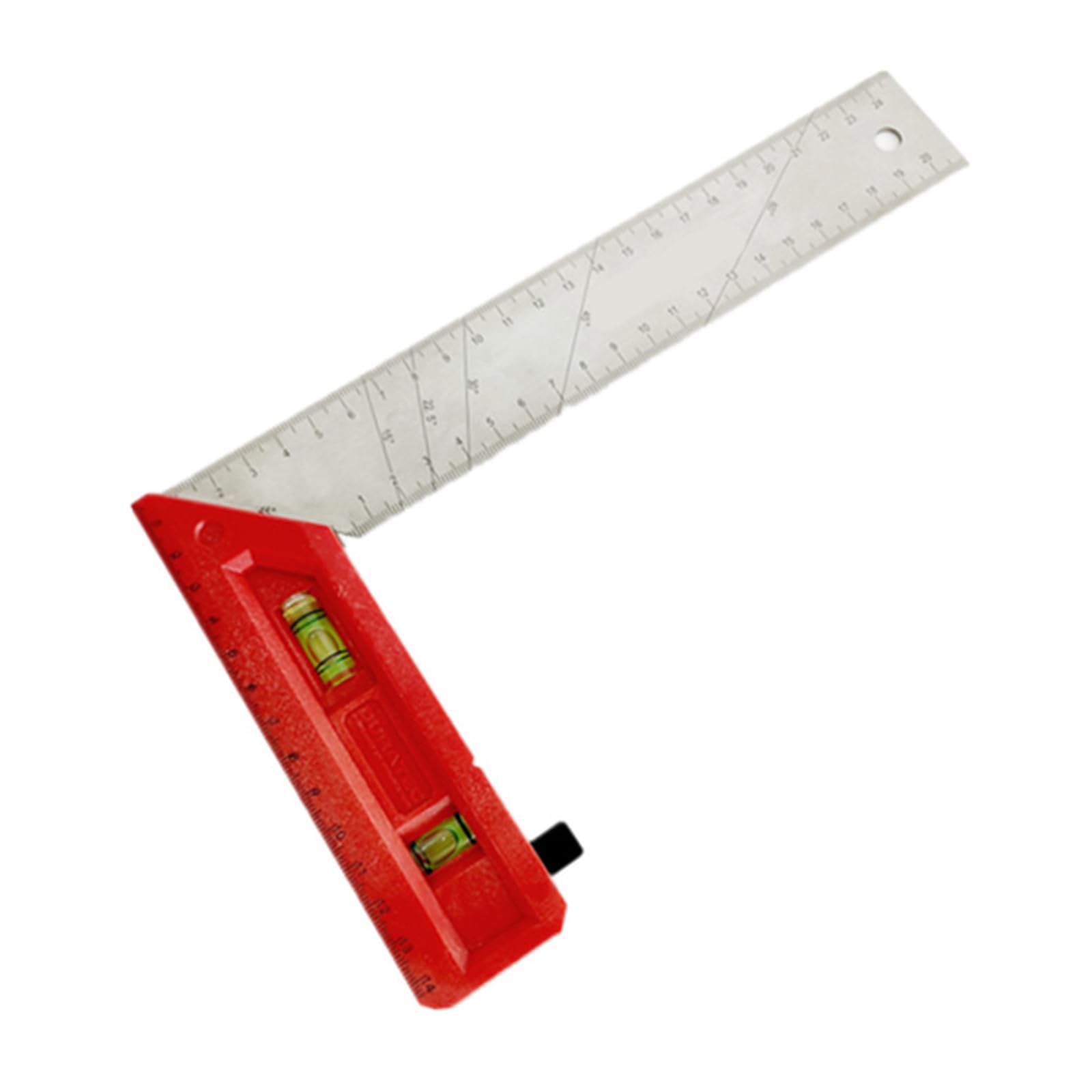 Équerre combinée, équerre en acier inoxydable de 45 à 90 degrés, angles de marquage, règle pour spiritueux intégrés, cadres en acier inoxydable
