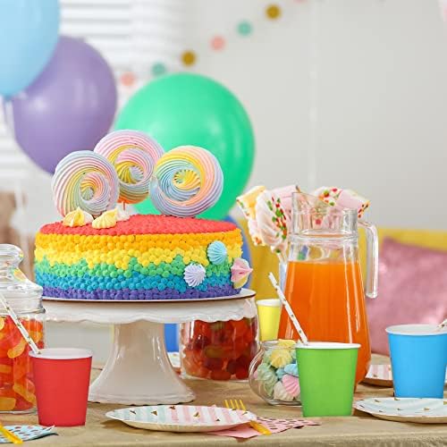durony 72 Pieces 9 Ounce Colorful Paper Cups Disposable Party Cups Drinking Cups for Party Favor, Picnic, Holiday, 6 Colors