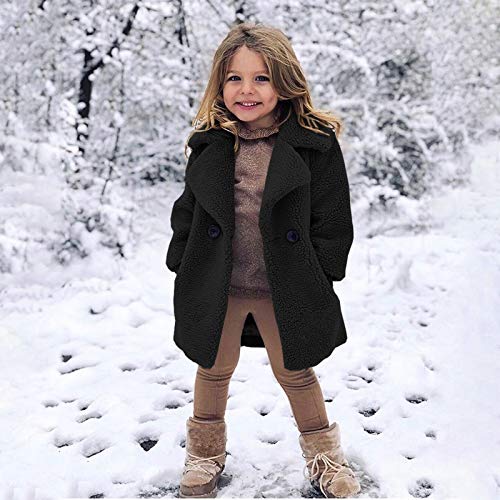 Girls Fleece Jacket Sherpa Wool Fuzzy Heavy Long Sleeve Toddler Winter Jacket Fall Lapel Collar Christmas Trench Coat3