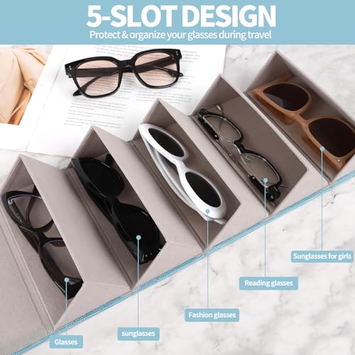Image of Sunglasses Organizer, Portable Eyeglasses Holder Glasses Storage Box for Women Men, Folding Case Hard Shell, Gradient Design