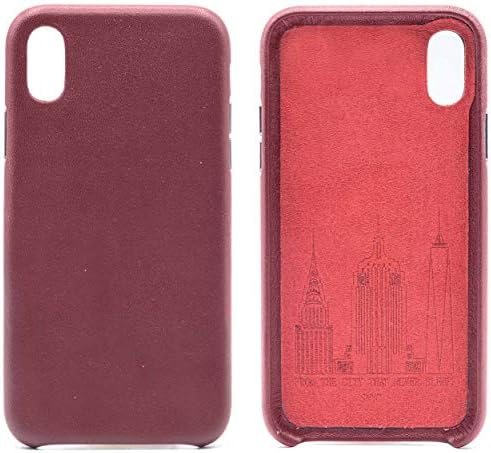 Genuine Cowhide Burgundy Leather Cell Phone Case for iPhone X & XS