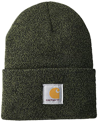 Carhartt mens Knit Cuffed Beanie Hat (Closeout), Basil/Black Marl, One Size US